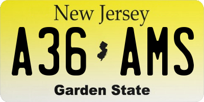 NJ license plate A36AMS
