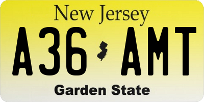 NJ license plate A36AMT