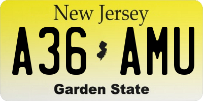 NJ license plate A36AMU