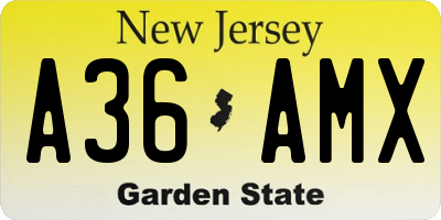 NJ license plate A36AMX