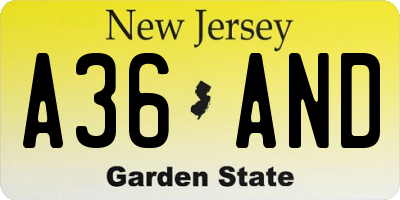 NJ license plate A36AND