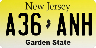 NJ license plate A36ANH