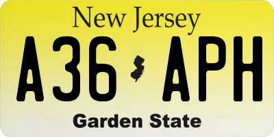 NJ license plate A36APH