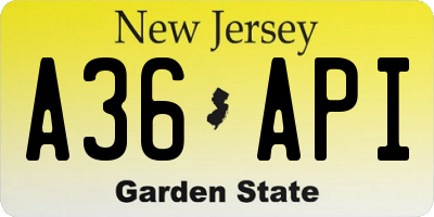 NJ license plate A36API
