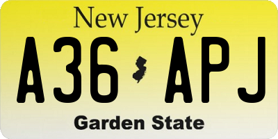 NJ license plate A36APJ