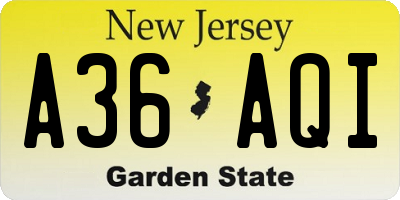 NJ license plate A36AQI