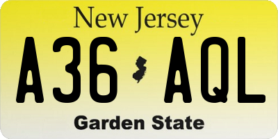 NJ license plate A36AQL