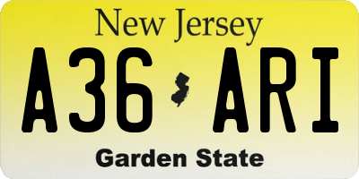 NJ license plate A36ARI