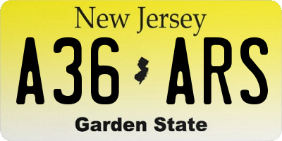 NJ license plate A36ARS