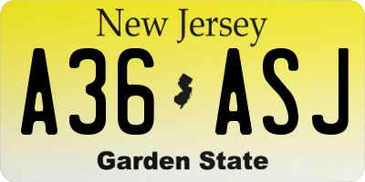 NJ license plate A36ASJ