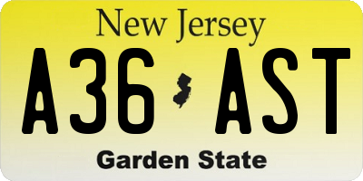 NJ license plate A36AST