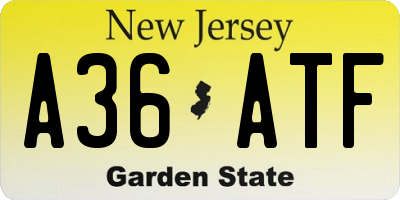 NJ license plate A36ATF