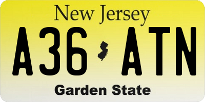 NJ license plate A36ATN