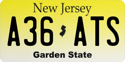 NJ license plate A36ATS