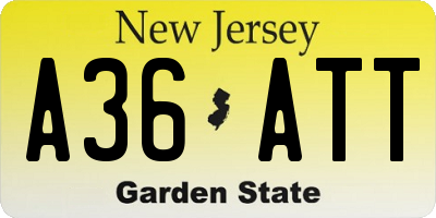 NJ license plate A36ATT