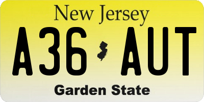 NJ license plate A36AUT