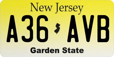 NJ license plate A36AVB