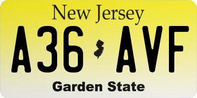 NJ license plate A36AVF