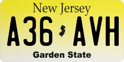 NJ license plate A36AVH