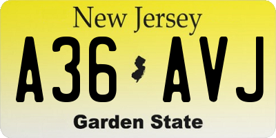 NJ license plate A36AVJ