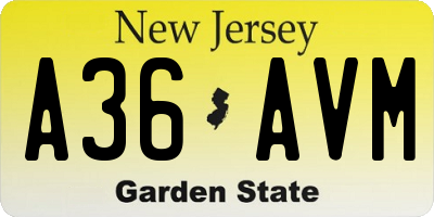 NJ license plate A36AVM