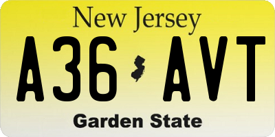 NJ license plate A36AVT