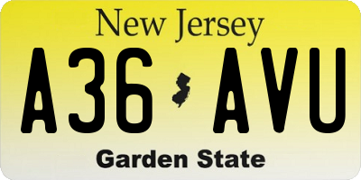 NJ license plate A36AVU