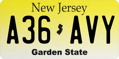 NJ license plate A36AVY
