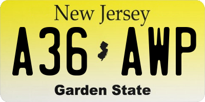 NJ license plate A36AWP
