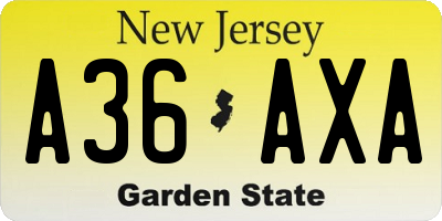 NJ license plate A36AXA