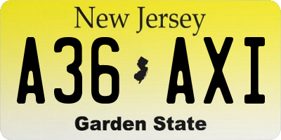 NJ license plate A36AXI