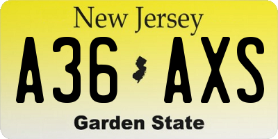 NJ license plate A36AXS