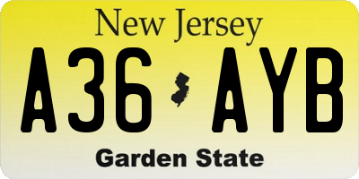 NJ license plate A36AYB