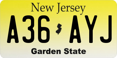 NJ license plate A36AYJ