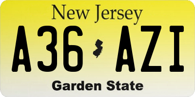 NJ license plate A36AZI