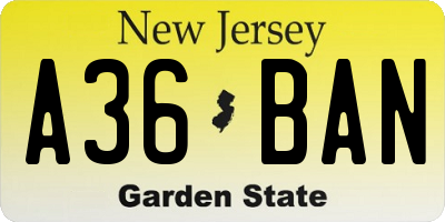 NJ license plate A36BAN