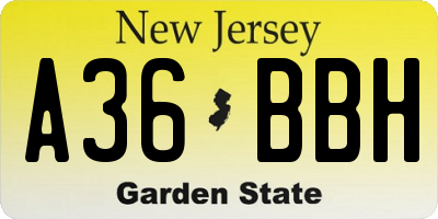 NJ license plate A36BBH
