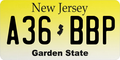 NJ license plate A36BBP