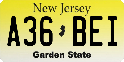 NJ license plate A36BEI