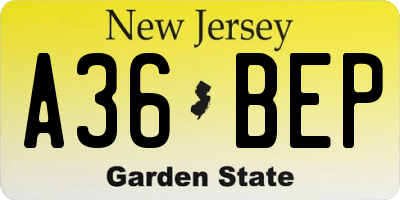 NJ license plate A36BEP