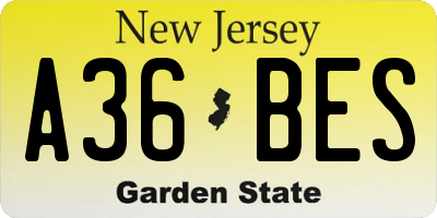 NJ license plate A36BES
