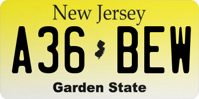 NJ license plate A36BEW