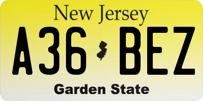 NJ license plate A36BEZ