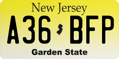 NJ license plate A36BFP