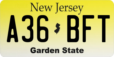NJ license plate A36BFT