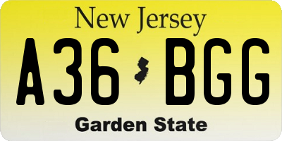 NJ license plate A36BGG