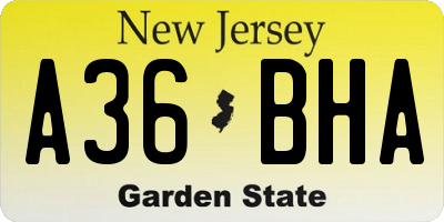 NJ license plate A36BHA