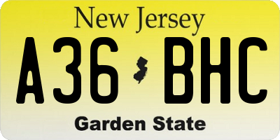 NJ license plate A36BHC