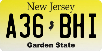 NJ license plate A36BHI