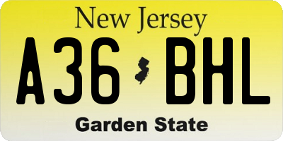 NJ license plate A36BHL